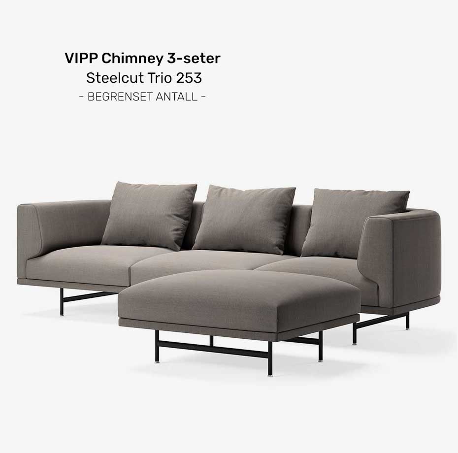 Vipp Chimney 3-seter grå sofa